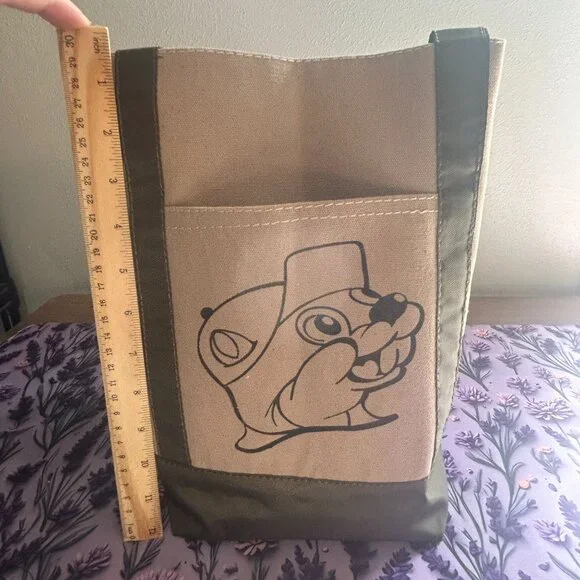Buc-ees Mini Tote Bag Canvas Green Handles & Beaver Logo - NEW with Tags - Picture 5 of 6